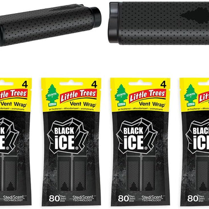 LITTLE TREES Car Air Freshener | Vent Wrap Provides Long Lasting Scent, Invisibly Fresh | 16 Air Fresheners | Black Ice