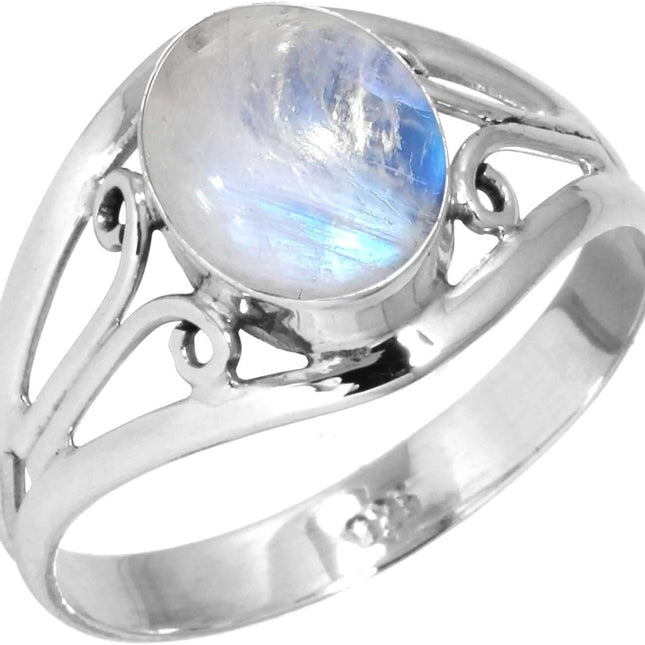 Garnet, Lapis, Moonstone & Crystal Oval 925 Sterling Ring