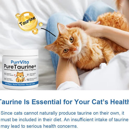 PurrVita Taurine for Cats, Pure Taurine Supplement Powder for Cats, Support Feline Vision, Heart & Immune, 200 Grams (1)
