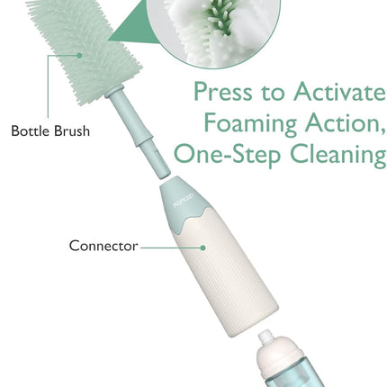 Momcozy Bottle Brush Kit with Push-Press Foam Design - Newborn Essentials Gift, Portable Cleaning Tool for Home & Travel, Baby Bottle Cleaner Brush for Breast Pumps & Nipples, Green