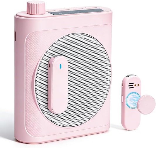 Voice Amplifier for Teachers with Dual Magnetic Wireless Lavalier Microphones & Noise Reduction - Bluetooth Portable