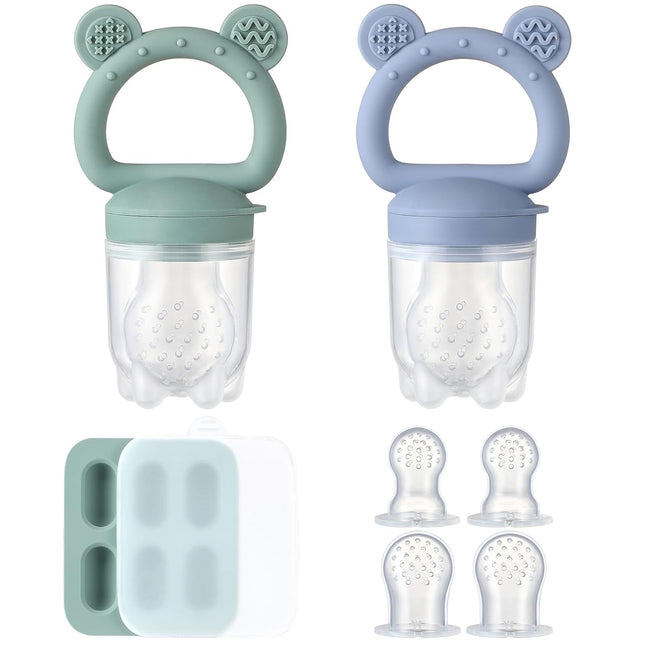 2 Pack Silicone Baby Fruit Feeder with Mini Freezer Tray