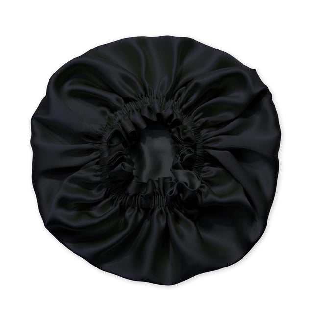 Silk Sleep Bonnet for Women, 100% Mulberry Silk, 19 Momme, Reversible, Black