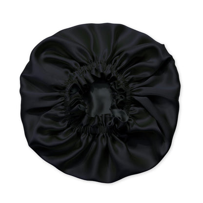 Silk Sleep Bonnet for Women, 100% Mulberry Silk, 19 Momme, Reversible, Black
