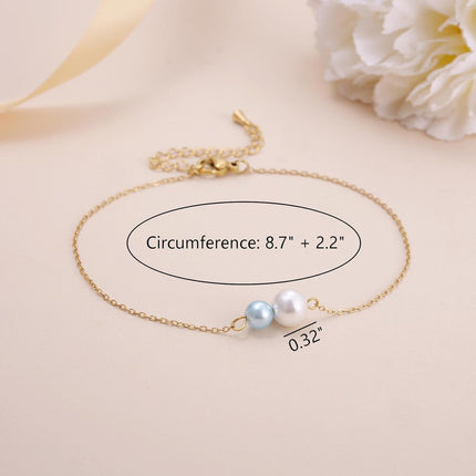 MIXJOY Something Blue Anklet for Bride, Elegant White Blue Pearl Jewelry for Wedding Day, Bridal Shower, Bachelorette Party