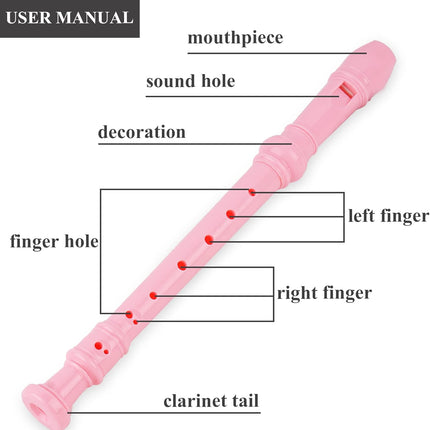 Recorder Instrument for Beginner Adults,8-Hole Soprano Descant Recorder Music Flute with with Cleaning Rod & Leather Case For Home Entertainment(2-Pink Splash-ink）