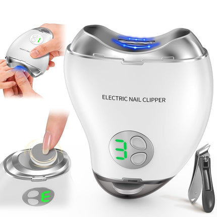 2026 Upgrade 2-in-1 Electric Nail Clipper & Filer, Baby Nail Trimmer with LED Light 3-Speed Quiet (<45dB) Portable Nail Cutter for Seniors & Adults, Rechargeable via USB-C