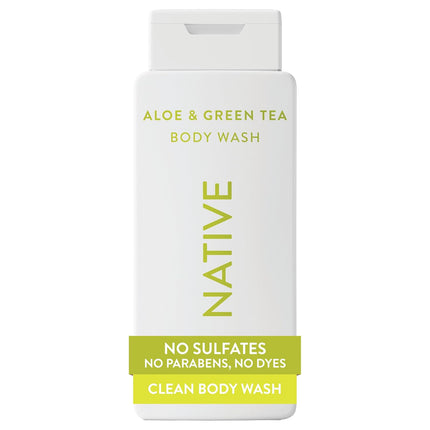 Native Body Wash Contains Naturally Derived Ingredients | For Women & Men, Sulfate, Paraben, & Dye Free Leaving Skin Soft and Hydrated |Aloe & Green Tea 18 oz