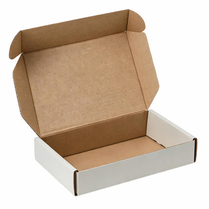 12"x9"x3" Shipping Boxes Set of 5, White Corrugated Cardboard Box Literature Mailer
