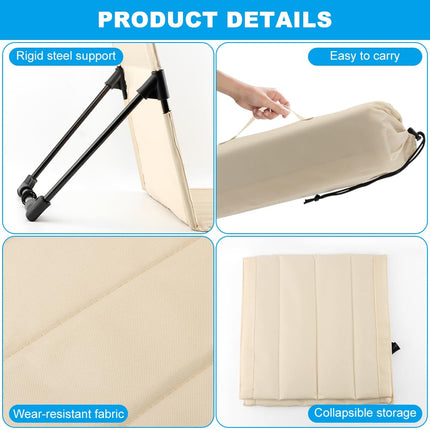 Beige Folding Floor Chair with Backrest for Poolside, Beach, 1 Pack