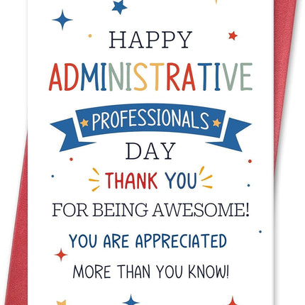 Happy Administrative Professionals Day Card for Assistants Office Staff, Secretaries Day Appreciation Gift Idea, Thank You Card for Administrative Assistants
