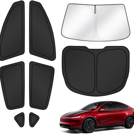 Window Shades for Tesla Model Y Juniper 2025 2026 Windshield Side Rear Window Full Set Blackout Privacy Sunshades for Model Y Accessories Foldable Black Out Window Cover 8PCS