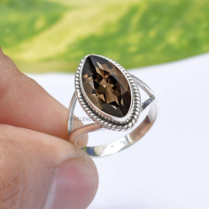 925 Sterling Silver Ring For Womens Gemstone Ring Sterling Silver Boho Ring December Birthstone Bezel Set Gemstone Split Shank Ring