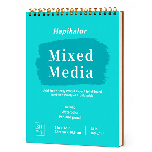 Cuaderno de bocetos de técnica mixta 9"x12", 30 hojas