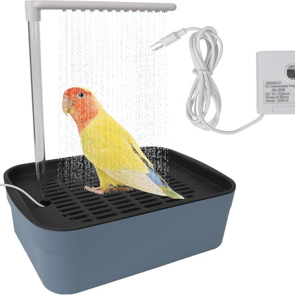 Parrot Bathtub, Large Bird Shower Fountain Indoor Bathtub USB Powered Circulating Bathtub Bird Bath Shower Tub Bird Automatic Bath Shower Bird Bath, for Cockatoos Parakeets Conures