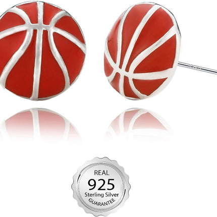 SmileBelle Sterling Silver Sports Earrings, Hypoallergenic Volleyball Earrings, Soccer, Basketball Jewelry Baseball Golf Stud for Women Mom as Sports Fan Senior Night Gift Teen Stuff Accessories