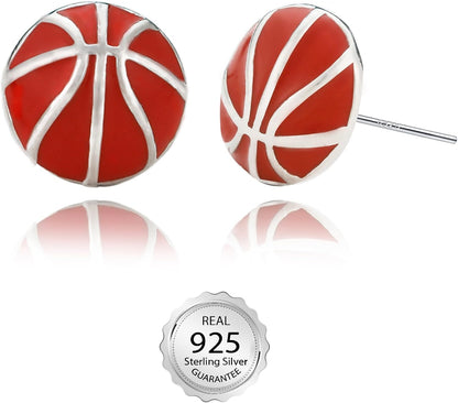 Sterling Silver Sports Earrings, Hypoallergenic Volleyball Earrings, Soccer, Basketball Jewelry Baseball Golf Stud for