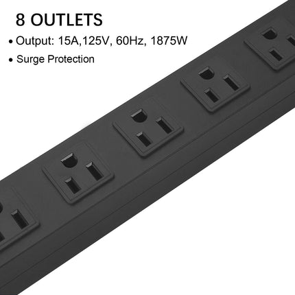 Heavy Duty Long 8 Outlets, 14AWG Extension Cord, Black, 6FT, 1 - photo 5