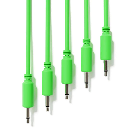 5-Pack - Mono Modular Patch Cables - TS 3.5mm 1/8" Eurorack Synthesizer [Green | 10 cm - 3.94"]
