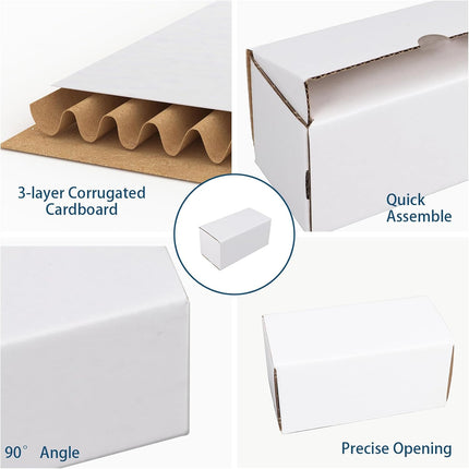 ZBEIVAN 4.6x2.2x2.2 White Shipping Boxes Set of 100, Corrugated Cardboard Mailer Boxes for Packaging Small Business Mailing Gifts