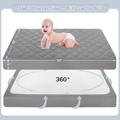 Waterproof Crib Mattress Protector 2 Pack, Quilted Crib Mattress Pad Cover Ultra Soft and Breathable - photo 4