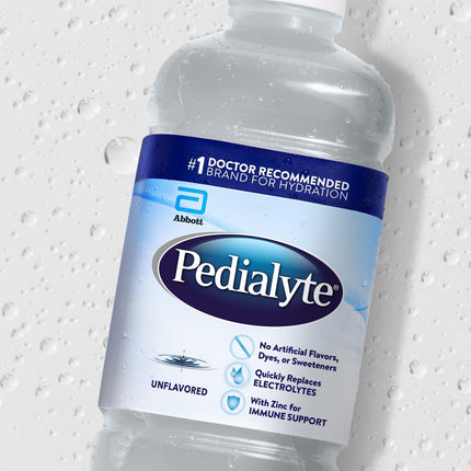 Pedialyte Electrolyte Drink, Hydration Drinks for Kids & Adults, Unflavored, 1 Liter, Pack of 4