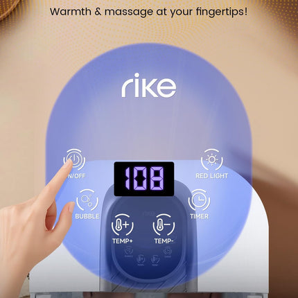 RIKE Collapsible Foot Spa with Fast PTC Heating and Massage, 14 Temp Control Precise Heated Foot Bath, Smart Digital Touch Screen & Ambient Light, 6 Rollers & Pumice Stone, Space Saving for Home