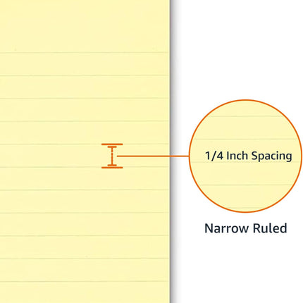Amazon Basics 50-Sheet Narrow Ruled Lined Writing Note Pad, 5" x 8", 12-Pack, Canary, Perforated