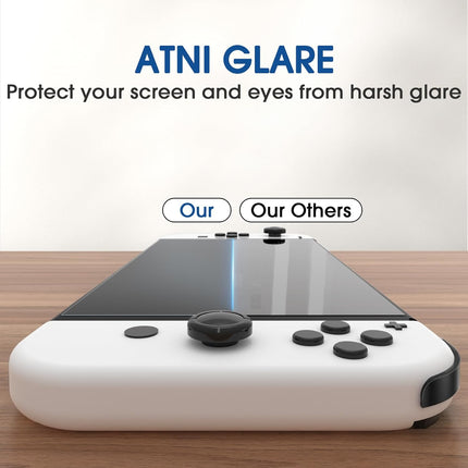 amFilm Auto-Alignment OneTouch for Nintendo Switch OLED Screen Protector [7.0"] 2021, Tempered Glass, 30 Seconds Installation, Bubble Free, Scratch Resistant, Touch Sensitive, Matte [2 Pack]