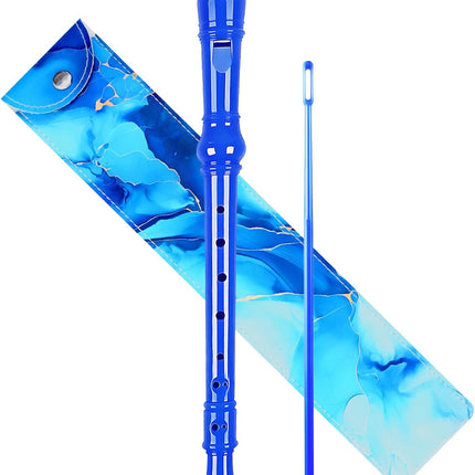 Soprano Recorder for Kids Beginners, German Fingering, C Key, 3 Piece with Cleaning Rod, Bag, Fingering Chart (Blue)…