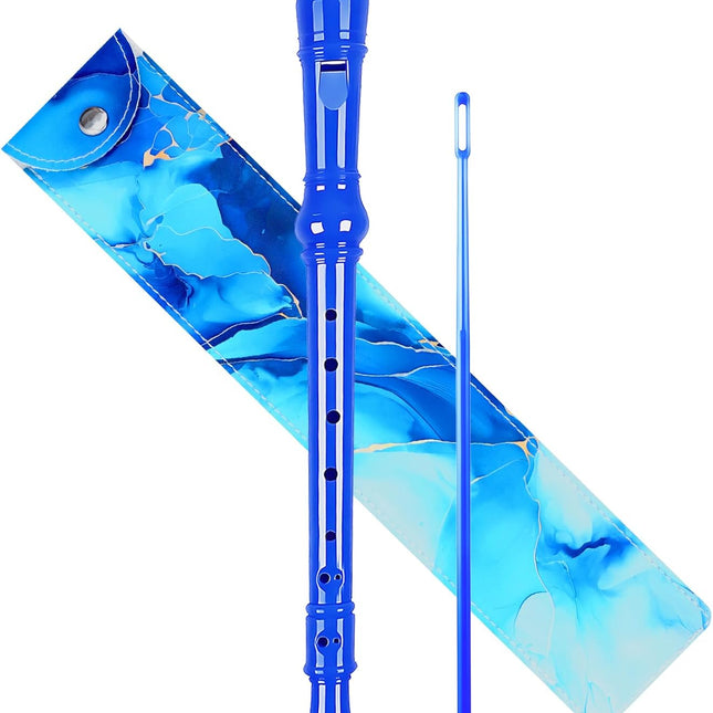 Soprano Recorder for Kids Beginners, German Fingering, C Key, 3 Piece with Cleaning Rod, Bag, Fingering Chart (Blue)…