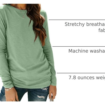 Women's Long Sleeve Crewneck Shirts Casual Basic Tops