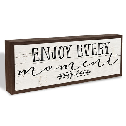 Inspirational Wood Decors, Enjoy Every Moment Sign, Decorative Wooden Wall Plaque, Wall Decor Art, Home Decor for Living Room, Housewarming Gift 9.5x3.1x1 inches