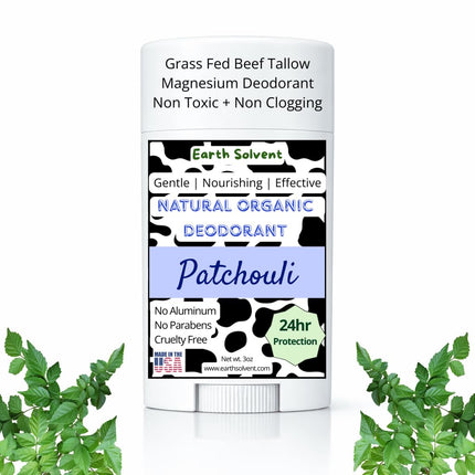 Magnesium Grass Fed Beef Tallow Deodorant – Aluminum-Free Natural Deodorant for Sensitive Skin, Long-Lasting Odor Protection, Handmade in USA (Patchouli)