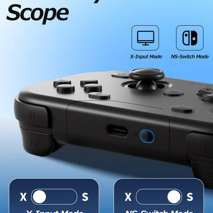 Portable Mini Controller for Nintendo Switch 2/Switch 1/PC/iOS/Android/Steamdeck, Joystick Lift and Down Design,Wireless Bluetooth & Wired Gamepad with Turbo Function, 6-Axis Gyro, HD Vibration & 3D Joysticks, Home Button Wake-Up(black)