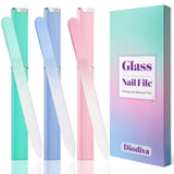 Glass Nail File 3 Pack with Case for Natural Nails Fingernail Files