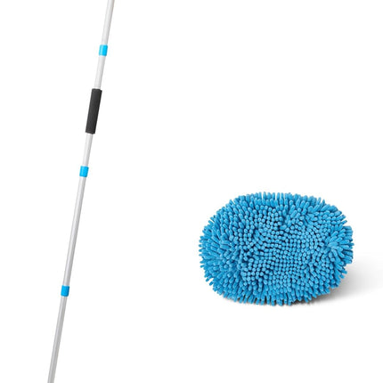 Amazon Basics Car Wash Brush with Long Handle, Microfiber Mop Mitt, for Car RV Truck, 62 inch, Blue