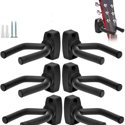 6 Pcs Guitar Hangers Keep Hook Holder Wall Mount for All Size Guitars, Bass, Mandolin, Banjo