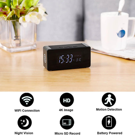 WiFi Wireless Mini Security Camera, Full HD 4K/2K/1080P Surveillance Cam for Home Safety Support 5G&2.4G with Night Vision and Motion Detection, APP Control with SD Storage