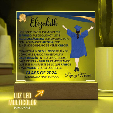 Lampara Con Mensaje De Amor De Graduación - Personalizado - El Premio De Tu Esfuerzo, Placa Personalizada De Graduación, College Graduation Gift Daughter, Graduation Gifts Her Personalized
