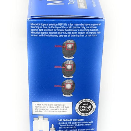 Kirkland Signature Minoxidil Topical Solution USP 5%, Extra Strength Hair Regrowth Treatment for Men, 6 Months Supply