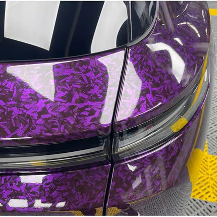 LZLRUN Forged Gloss Carbon Fiber Black Vinyl Wrap Roll Air Release Sticker Sheet Film DIY Decal Car Auto Vehicle Morotcycle Self Adhesive (1ft x 3.5ft, Purple)