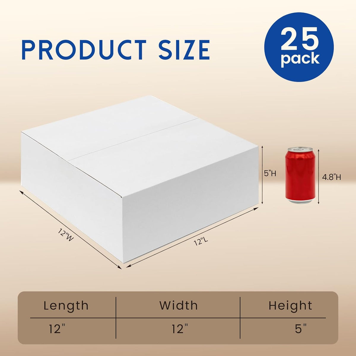 12x12x5" White Corrugated Shipping Boxes, 25 Pack - photo 2