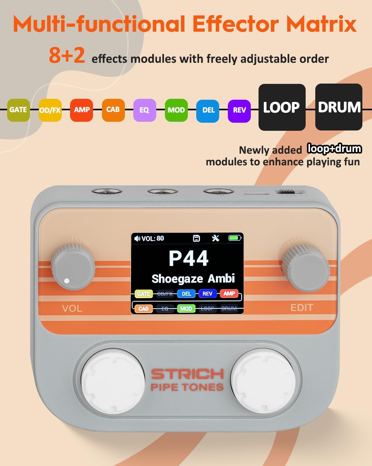 Pocket Multi-Effects Processor for Guitar and Bass with 10 Effect Modules 125 Effects 40s Looper 100 - photo 2
