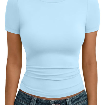 Women's Crewneck Short Sleeve T-Shirt Sexy Slim Fit Basic Going Out Tops