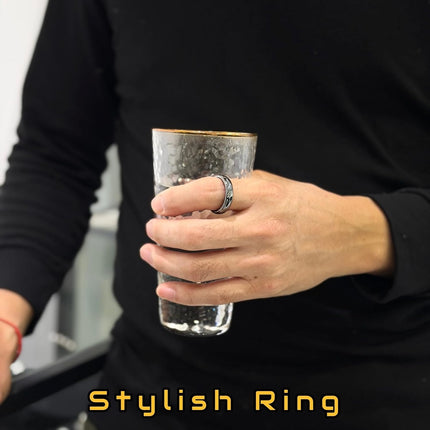 Hematite Rings for Men & Women, Unisex Healing Crystal Jewelry, Beveled Men's & Women's Black Crystal Stone Ring. Absorb Negative Energy, Anxiety Relief, Chakra Balance. Size 6-13
