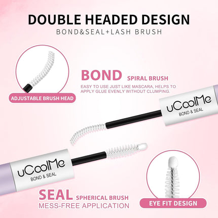 uCoolMe Lash Bond and Seal Waterproof 10ML for Lash Clusters 144Hours SuperStrong Long-Lasting Non-Irritating Eyelash Glue for DIY at Home(White,10ML)