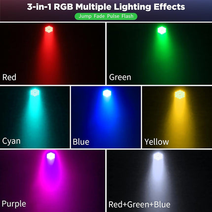 Stage Lights RGB Par Can Uplights, LED Uplight Controlled by DMX512 Sound Activated for Parties, Wedding, DJ, Events, Church, Indoor, Blue