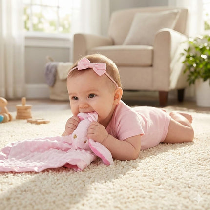Loveys for Babies Bunny Security Blanket Baby Girl Gifts Newborn Soft Pink Lovie for Infant and Toddler Snuggle Toy Stuffed Animal, Pink 16 Inch