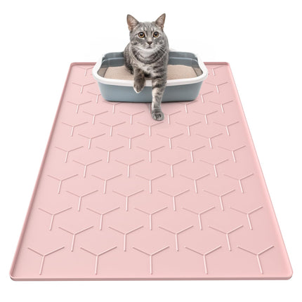 Silicone Cat Litter Mat 34×22 inch, Easy to Clean, Gray